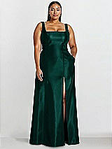 Alt View 1 Thumbnail - Evergreen Sleeveless Square-Neck Princess Line Gown with Pockets