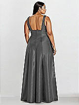 Alt View 2 Thumbnail - Gunmetal Sleeveless Square-Neck Princess Line Gown with Pockets