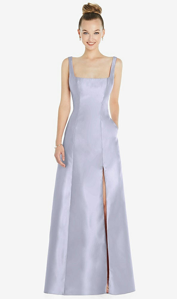 Front View - Silver Dove Sleeveless Square-Neck Princess Line Gown with Pockets