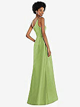 Alt View 3 Thumbnail - Mojito One-Shoulder Satin Gown with Draped Front Slit and Pockets