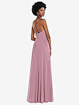 Rear View Thumbnail - Dusty Pink Scoop Neck Convertible Tie-Strap Maxi Dress with Front Slit