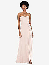 Front View Thumbnail - Blush Strapless Sweetheart Maxi Dress with Pleated Front Slit 