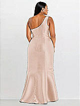 Alt View 2 Thumbnail - Cameo Draped One-Shoulder Satin Trumpet Gown with Front Slit