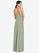 Rear View Thumbnail - Sage Adjustable Strap Wrap Bodice Maxi Dress with Front Slit 