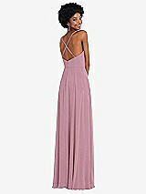 Rear View Thumbnail - Dusty Pink Faux Wrap Criss Cross Back Maxi Dress with Adjustable Straps