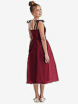 Rear View Thumbnail - Burgundy Tie Shoulder Pleated Full Skirt Junior Bridesmaid Dress