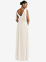 Rear View Thumbnail - Ivory Plunge Neckline Bow Shoulder Empire Waist Chiffon Maxi Dress