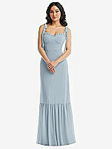 Alt View 2 Thumbnail - Mist Tie-Shoulder Bustier Bodice Ruffle-Hem Maxi Dress