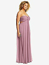 Alt View 2 Thumbnail - Dusty Pink Strapless Empire Waist Cutout Maxi Dress with Covered Button Detail