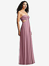 Alt View 6 Thumbnail - Dusty Pink Strapless Empire Waist Cutout Maxi Dress with Covered Button Detail