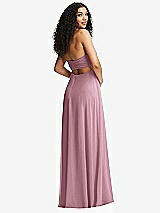 Alt View 7 Thumbnail - Dusty Pink Strapless Empire Waist Cutout Maxi Dress with Covered Button Detail