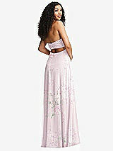 Alt View 7 Thumbnail - Watercolor Print Strapless Empire Waist Cutout Maxi Dress with Covered Button Detail