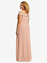 Alt View 3 Thumbnail - Pale Peach Cuffed Off-the-Shoulder Pleated Faux Wrap Maxi Dress