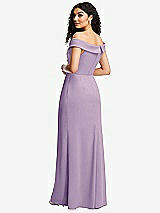 Rear View Thumbnail - Pale Purple Cuffed Off-the-Shoulder Pleated Faux Wrap Maxi Dress