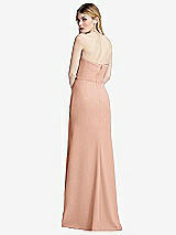 Alt View 3 Thumbnail - Pale Peach Strapless Pleated Faux Wrap Trumpet Gown with Front Slit
