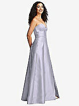 Side View Thumbnail - Silver Dove Strapless Bustier A-Line Satin Gown with Front Slit