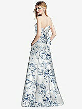 Side View Thumbnail - Cottage Rose Larkspur Strapless A-line Floral Satin Gown with Modern Bow Detail