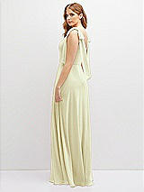 Rear View Thumbnail - Butter Yellow Bow Shoulder Square Neck Chiffon Maxi Dress
