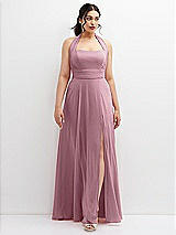 Front View Thumbnail - Dusty Pink Chiffon Convertible Maxi Dress with Multi-Way Tie Straps