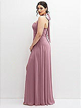 Side View Thumbnail - Dusty Pink Chiffon Convertible Maxi Dress with Multi-Way Tie Straps