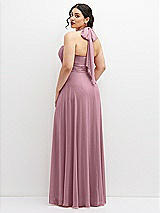 Rear View Thumbnail - Dusty Pink Chiffon Convertible Maxi Dress with Multi-Way Tie Straps