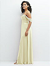 Side View Thumbnail - Butter Yellow Chiffon Corset Maxi Dress with Removable Off-the-Shoulder Swags