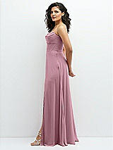 Alt View 2 Thumbnail - Dusty Pink Chiffon Corset Maxi Dress with Removable Off-the-Shoulder Swags