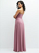 Alt View 3 Thumbnail - Dusty Pink Chiffon Corset Maxi Dress with Removable Off-the-Shoulder Swags