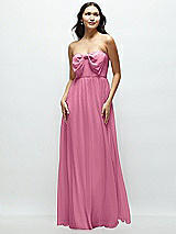 Front View Thumbnail - Orchid Pink Strapless Chiffon Maxi Dress with Oversized Bow Bodice