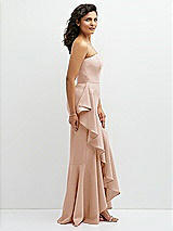 Side View Thumbnail - Cameo Strapless Crepe Maxi Dress with Ruffle Edge Bias Wrap Skirt