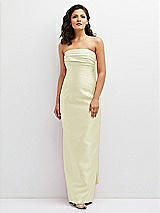 Front View Thumbnail - Butter Yellow Strapless Draped Bodice Column Dress with Oversized Bow