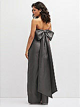 Rear View Thumbnail - Caviar Gray Strapless Draped Bodice Column Dress with Oversized Bow