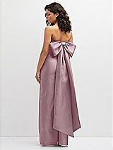 Rear View Thumbnail - Dusty Rose Strapless Draped Bodice Column Dress with Oversized Bow
