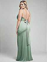 Alt View 3 Thumbnail - Seagrass Plunge Halter Open-Back Maxi Bias Dress with Low Tie Back