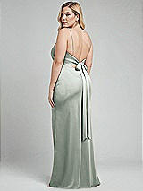 Alt View 3 Thumbnail - Willow Green Plunge Halter Open-Back Maxi Bias Dress with Low Tie Back