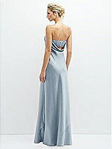 Rear View Thumbnail - Mist Strapless Maxi Bias Column Dress with Peek-a-Boo Corset Back