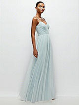 Side View Thumbnail - Mist Ruched Wrap Bodice Tulle Maxi Dress with Full Skirt