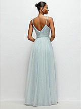 Rear View Thumbnail - Mist Ruched Wrap Bodice Tulle Maxi Dress with Full Skirt