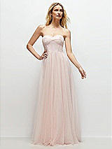 Front View Thumbnail - Ballet Pink Strapless Twist Cup Tulle Corset Dress with Full Maxi Skirt