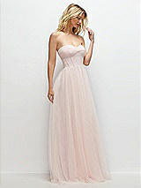 Side View Thumbnail - Ballet Pink Strapless Twist Cup Tulle Corset Dress with Full Maxi Skirt