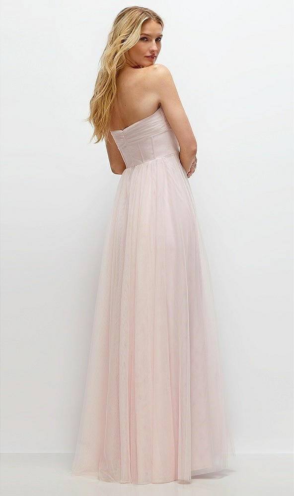 Back View - Ballet Pink Strapless Twist Cup Tulle Corset Dress with Full Maxi Skirt