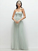 Front View Thumbnail - Willow Green Strapless Twist Cup Tulle Corset Dress with Full Maxi Skirt