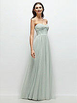 Side View Thumbnail - Willow Green Strapless Twist Cup Tulle Corset Dress with Full Maxi Skirt