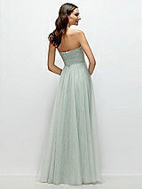 Rear View Thumbnail - Willow Green Strapless Twist Cup Tulle Corset Dress with Full Maxi Skirt