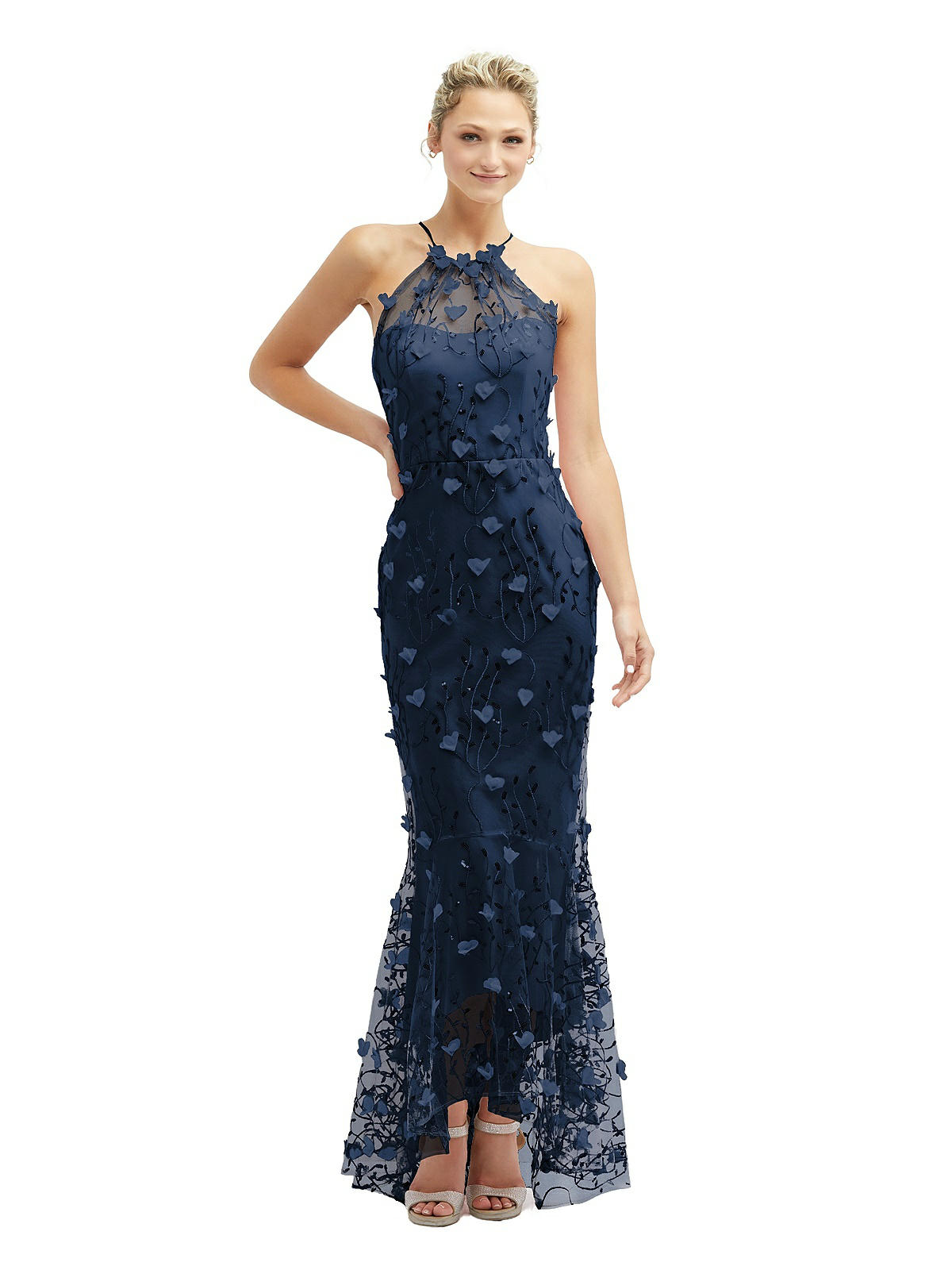 High-Neck Halter Multi Wear Convertible Bridesmaid Dresses Dark Navy