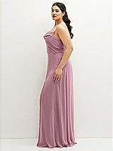 Side View Thumbnail - Dusty Pink Soft Cowl-Neck A-Line Maxi Dress with Adjustable Straps