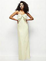 Alt View 1 Thumbnail - Butter Yellow Strapless Satin Column Maxi Dress with Oversized Handcrafted Bow
