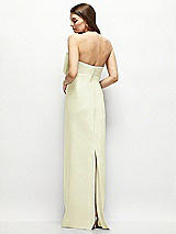 Alt View 4 Thumbnail - Butter Yellow Strapless Satin Column Maxi Dress with Oversized Handcrafted Bow