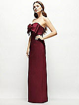 Alt View 3 Thumbnail - Cabernet Strapless Satin Column Maxi Dress with Oversized Handcrafted Bow