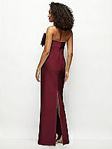 Rear View Thumbnail - Cabernet Strapless Satin Column Maxi Dress with Oversized Handcrafted Bow